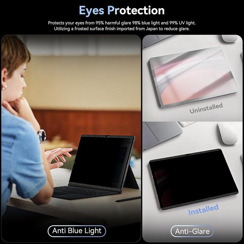 Protescreen Magnetic Privacy Screen Protector for Samsung Galaxy Tab S9 Plus/Tab S9 FE+ Plus/S7 FE 5G / S8/S7 Plus 12.4 Inch Filter Anti Glare Blue Light Screen Removable Screen Protector,Anti-Spy,Bubble Free - Image 3